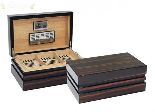 Bastionbloc Contemporary Lacquer Ebony Desktop Cigar Humidor With Block Style Body Humidor Enthusiast