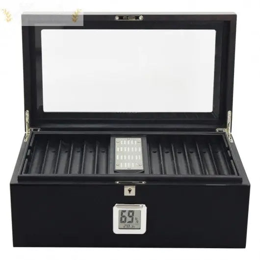 Raven 120 Ct. Full Black Digital Desktop Cigar Humidor w/ Black Interior & Polished Hardware Humidor Enthusiast