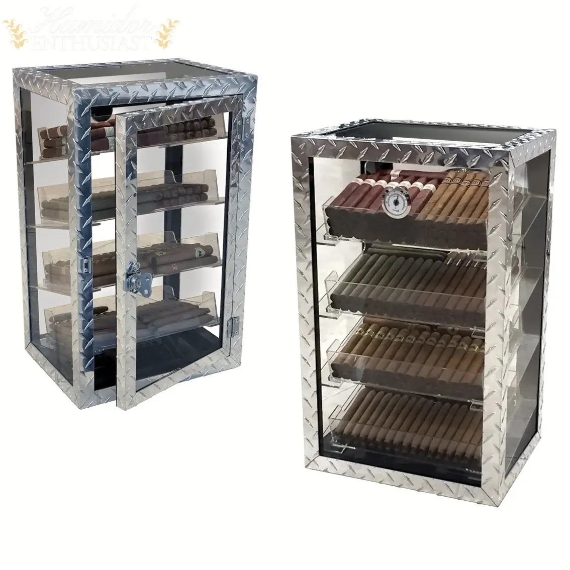 Diamond Plate Display Cigar Humidor - Humidor Enthusiast