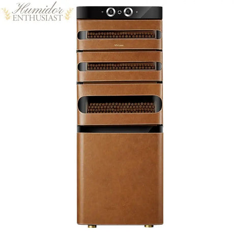 L5 Series 1200 Ct Cigar Humidor, Temperature and Humidity Control with Classic Leather and Spanish Cedar Drawers Humidor Enthusiast