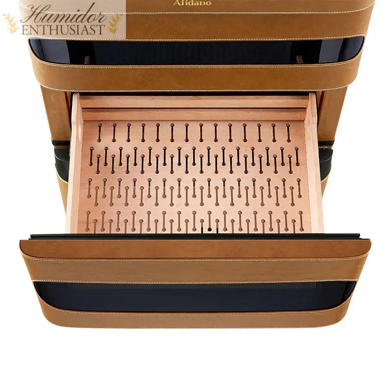 L5 Series 1200 Ct Cigar Humidor, Temperature and Humidity Control with Classic Leather and Spanish Cedar Drawers Humidor Enthusiast