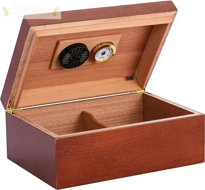 Sao Paolo Desktop Cigar Humidor: Rich Maple Wood With Mahogany Finish - Humidor Enthusiast