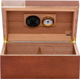 Sao Paolo Desktop Cigar Humidor: Rich Maple Wood With Mahogany Finish - Humidor Enthusiast