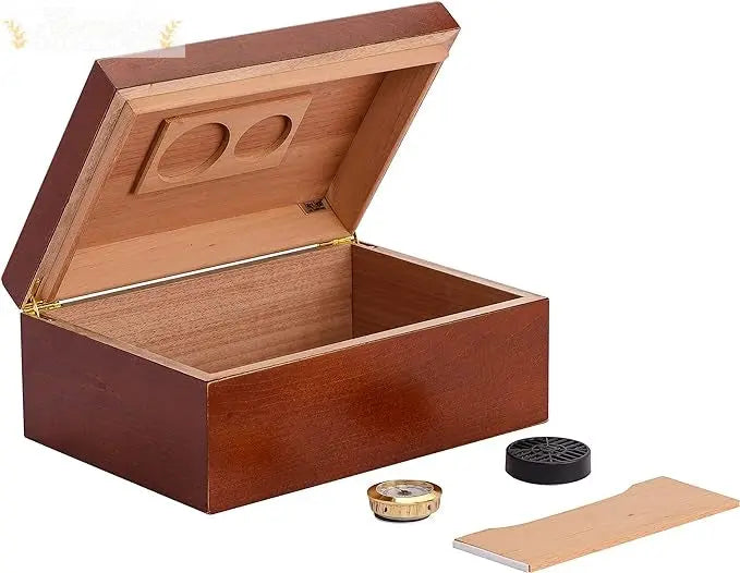 Sao Paolo Desktop Cigar Humidor: Rich Maple Wood With Mahogany Finish - Humidor Enthusiast