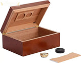 Sao Paolo Desktop Cigar Humidor: Rich Maple Wood With Mahogany Finish - Humidor Enthusiast