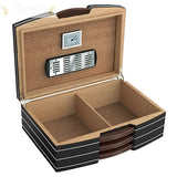 The Carlton Black Desktop Cigar Humidor w/ Silver Hardware - Humidor Enthusiast