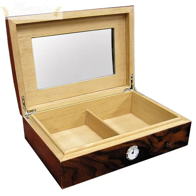 The Addison Walnut Burl Gloss Finish Desktop Cigar Humidor - Humidor Enthusiast