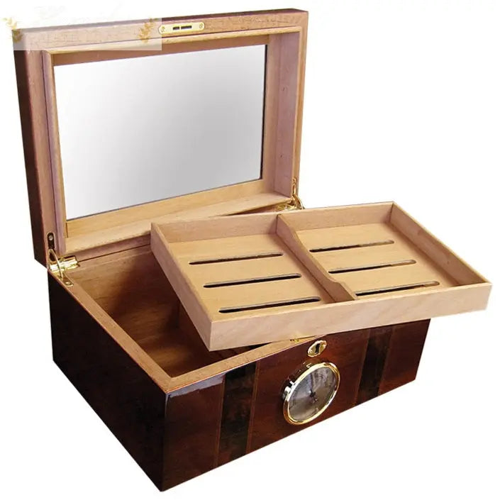 The Ambassador Beveled Glass Top Desktop Cigar Humidor - Humidor Enthusiast