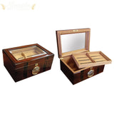 The Ambassador Beveled Glass Top Desktop Cigar Humidor - Humidor Enthusiast