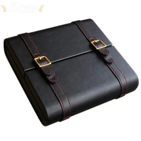 The Augustus Black Leather Traveler Cigar Humidor - Humidor Enthusiast