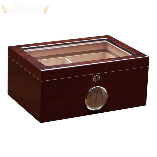 The Berkeley Desktop Cigar Humidor with Glass Top - Humidor Enthusiast