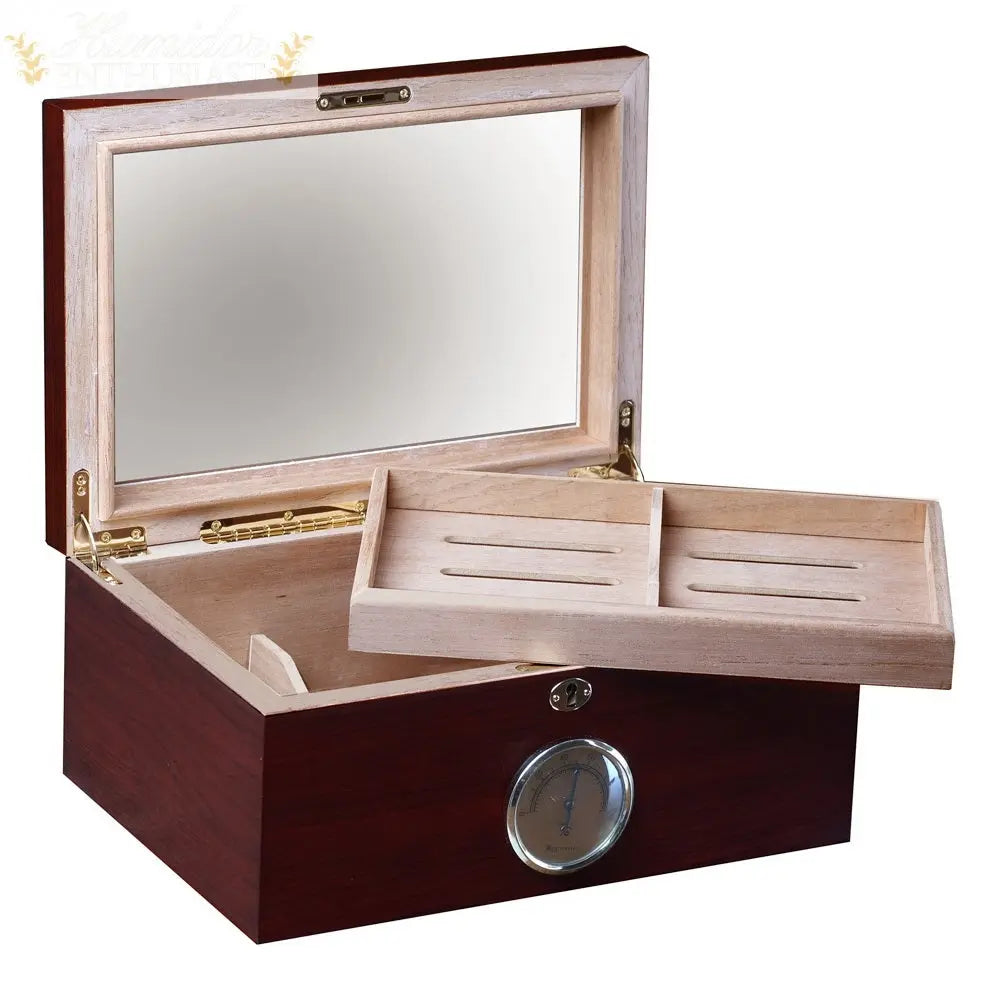 The Berkeley Desktop Cigar Humidor with Glass Top - Humidor Enthusiast