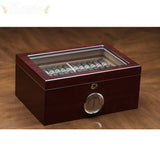 The Berkeley Desktop Cigar Humidor with Glass Top - Humidor Enthusiast