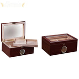 The Berkeley Desktop Cigar Humidor with Glass Top - Humidor Enthusiast