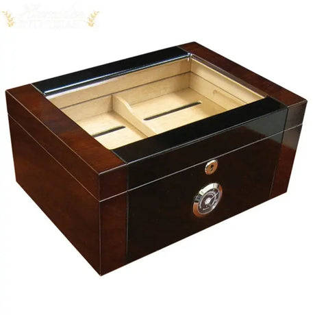 The Berkeley II 2-Tone Glass Top Desktop Cigar Humidor - Humidor Enthusiast