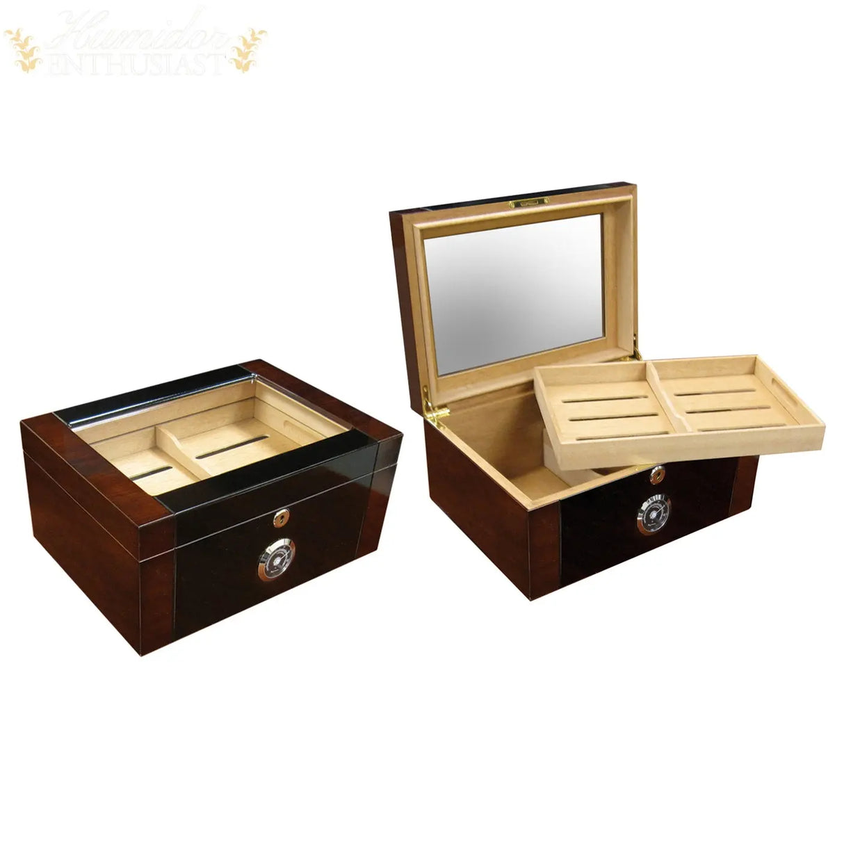 The Berkeley II 2-Tone Glass Top Desktop Cigar Humidor - Humidor Enthusiast