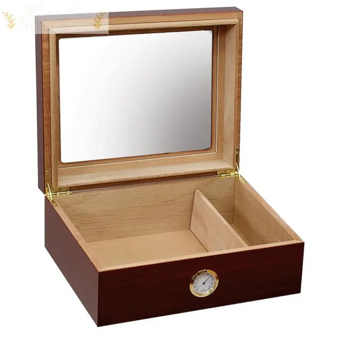 The Chalet Glasstop Black or Cherry Desktop Cigar Humidor - Humidor Enthusiast