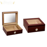 The Chalet Glasstop Black or Cherry Desktop Cigar Humidor - Humidor Enthusiast