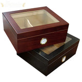 The Chalet Glasstop Black or Cherry Desktop Cigar Humidor - Humidor Enthusiast