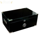 The Dakota Black Desktop Cigar Humidor with Scissors - Humidor Enthusiast