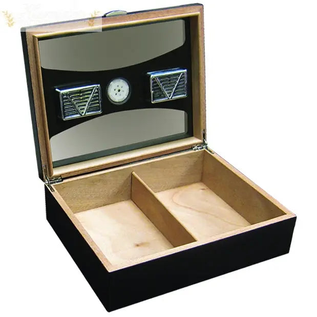 The Delano Black Desktop Cigar Humidor with UV Glass - Humidor Enthusiast