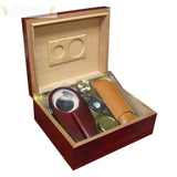 The Diplomat Cherry Desktop Cigar Humidor Gift Set with Cutter and Travel Case - Humidor Enthusiast