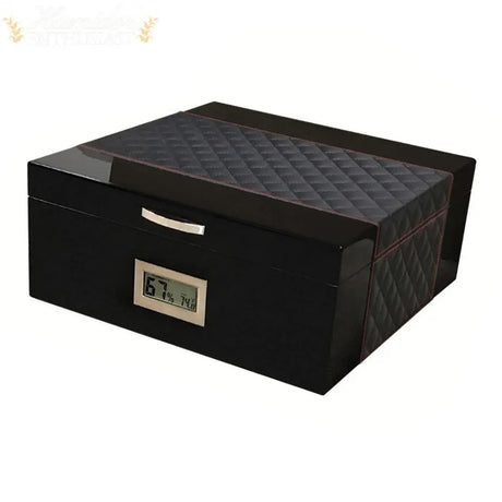 The Hampton Desktop Cigar Humidor With Diamond Pattern - Humidor Enthusiast