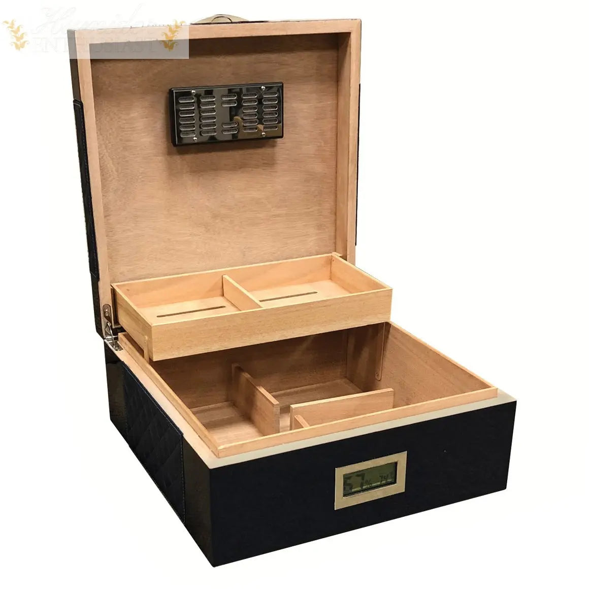 The Hampton Desktop Cigar Humidor With Diamond Pattern - Humidor Enthusiast