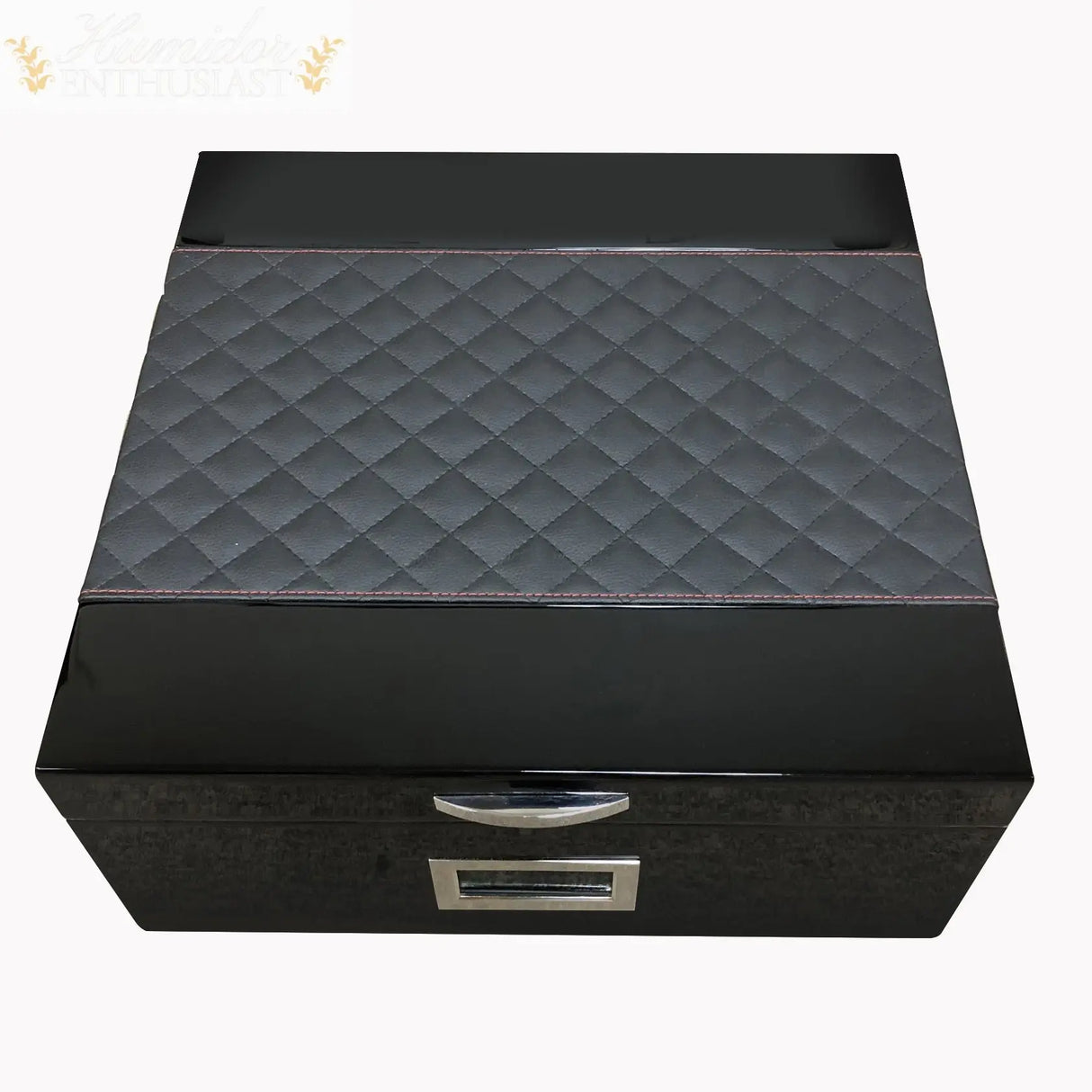 The Hampton Desktop Cigar Humidor With Diamond Pattern - Humidor Enthusiast