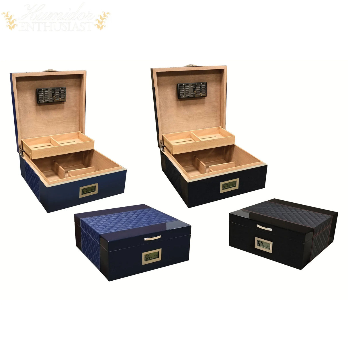 The Hampton Desktop Cigar Humidor With Diamond Pattern - Humidor Enthusiast