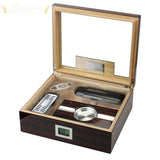 The Kensington Desktop Cigar Humidor Gift Set with Cutter and Case - Humidor Enthusiast