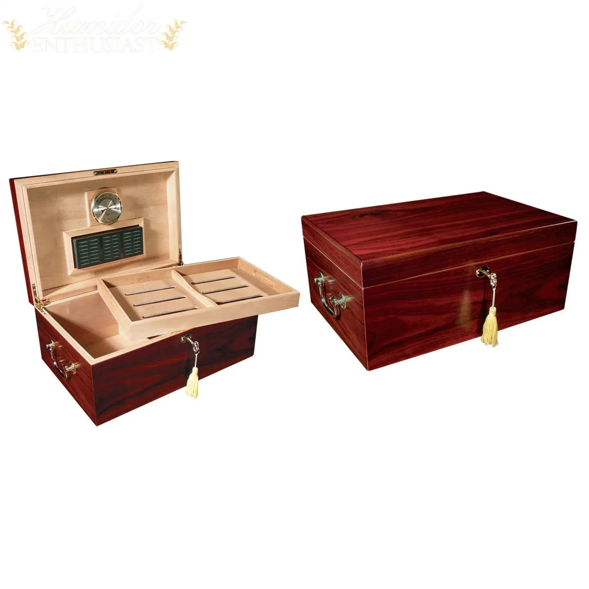 The Monte Carlo Cherry Desktop Cigar Humidor - Humidor Enthusiast