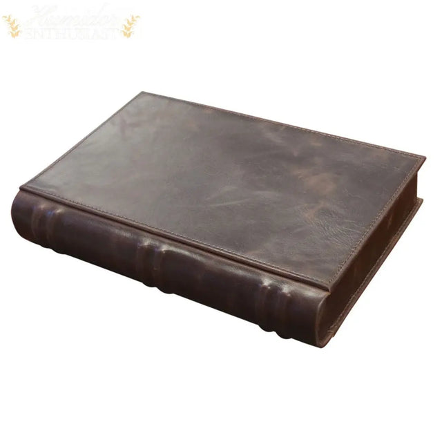 The Novelist Brown Leather Book Travel Cigar Humidor - Humidor Enthusiast