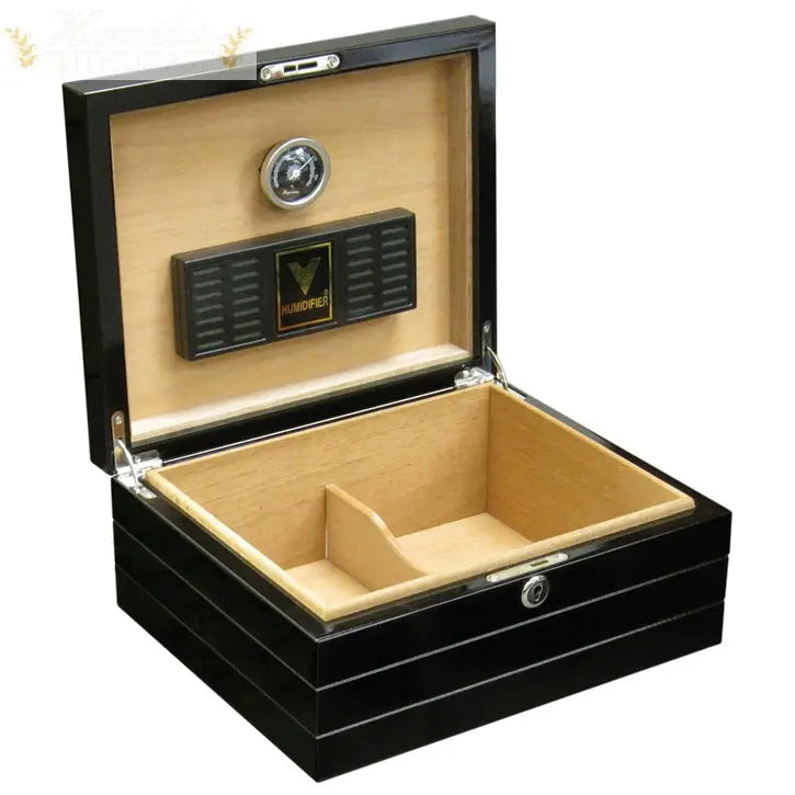 The Onyx High Gloss Black Desktop Cigar Humidor - Humidor Enthusiast