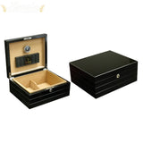 The Onyx High Gloss Black Desktop Cigar Humidor - Humidor Enthusiast