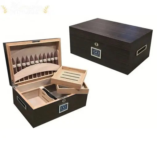 The Rockefeller Ebony Matte Desktop Cigar Humidor - Humidor Enthusiast