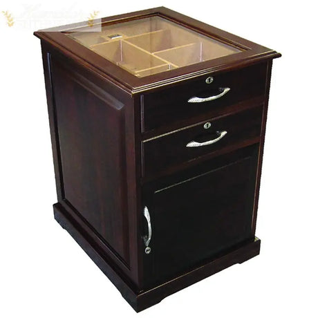 The Santiago End Table Cigar Humidor in Walnut - Humidor Enthusiast