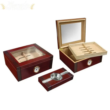 The Sovereign 2-Tone Desktop Cigar Humidor Set - Humidor Enthusiast