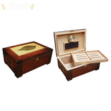 The Stetson Tobacco Leaf Inlay Desktop Cigar Humidor - Humidor Enthusiast