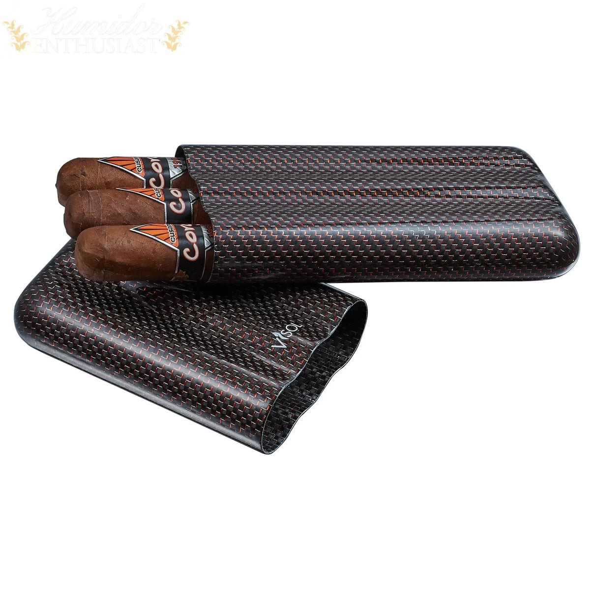 Visol 3 Finger Kevlar & Carbon Fiber Crushproof Cigar Case - Humidor Enthusiast