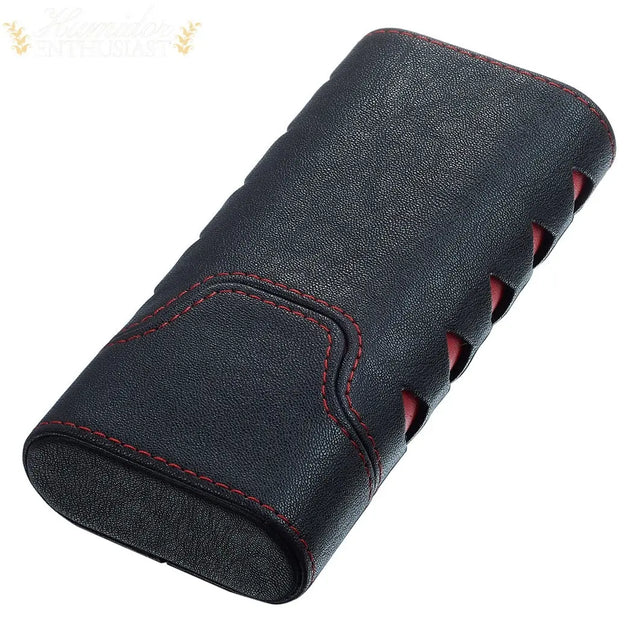 Visol Black & Red Diamond PU Leather Cigar Flip Case - Humidor Enthusiast