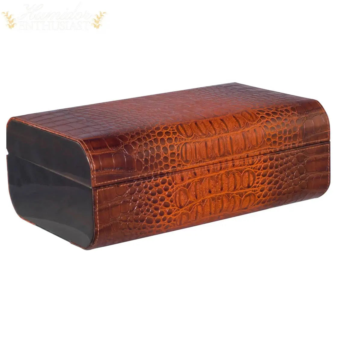 Visol Brown Crocodile Leather Desktop Cigar Humidor - Humidor Enthusiast