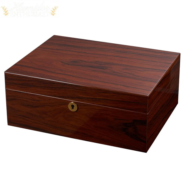 Visol Hagan Polished Oak Wood Locking Desktop Cigar Humidor - Humidor Enthusiast