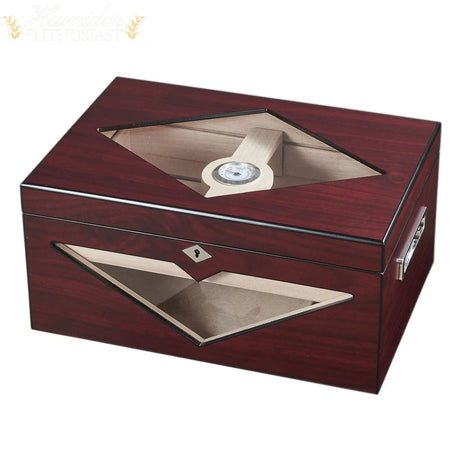 Visol Hudson Red Antique Wood Stain Desktop Cigar Humidor Visol