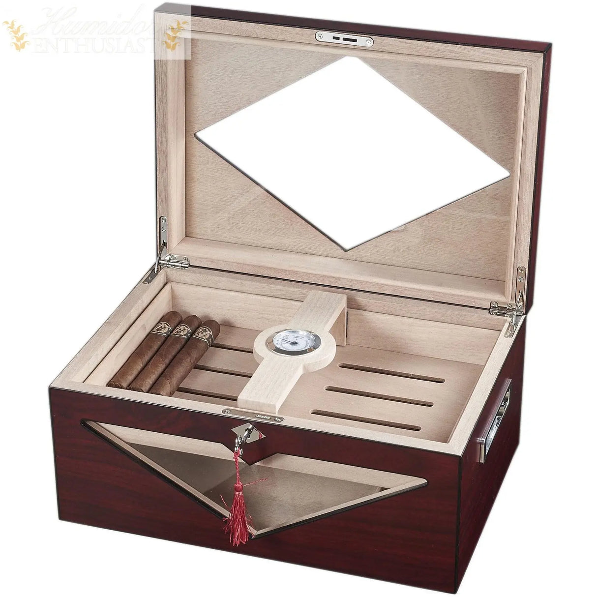 Visol Hudson Red Antique Wood Stain Desktop Cigar Humidor Visol