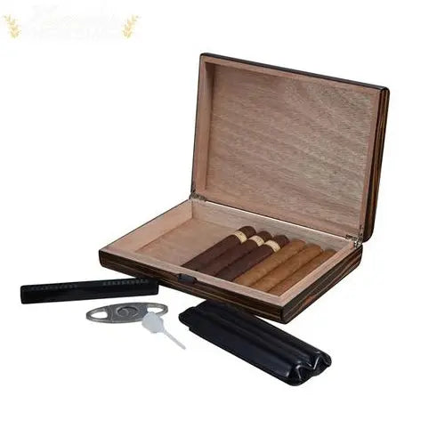 Visol Jerrod Exotic Ebony Desktop Cigar Humidor Gift Set - Humidor Enthusiast