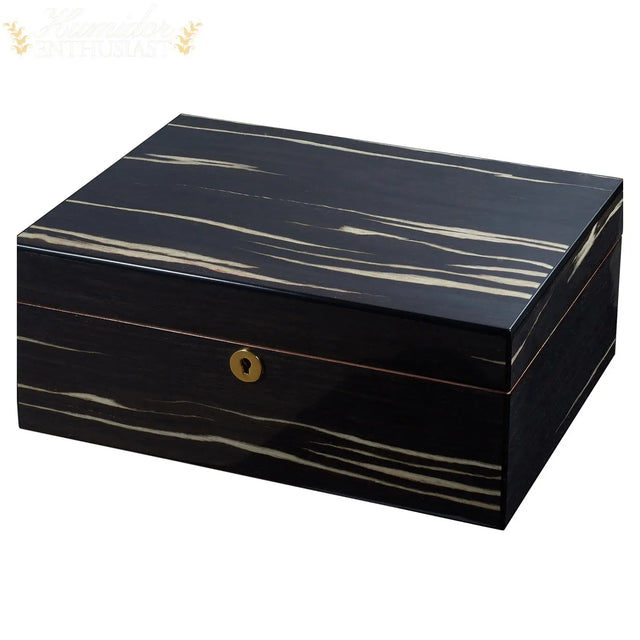 Visol Remo Polished Ashburl Wood Locking Desktop Cigar Humidor - Humidor Enthusiast