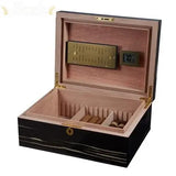 Visol Remo Polished Ashburl Wood Locking Desktop Cigar Humidor - Humidor Enthusiast