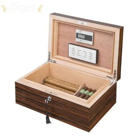 Visol Richardson Desktop Cigar Humidor in Ebony Exotic Wood Finish - Humidor Enthusiast