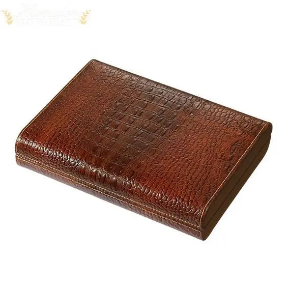 Visol Sobek Brown Leather Desktop Cigar Humidor - Humidor Enthusiast